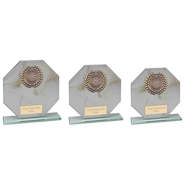 Octagonal Marble Glass Award with Wreath CR24588