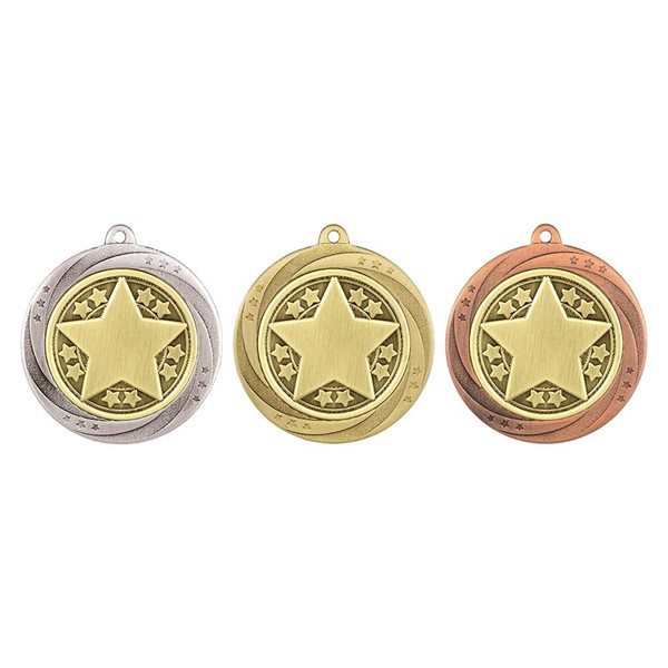 Superstar 60mm Achievement Medal in Gold, Silver & Bronze MM25494