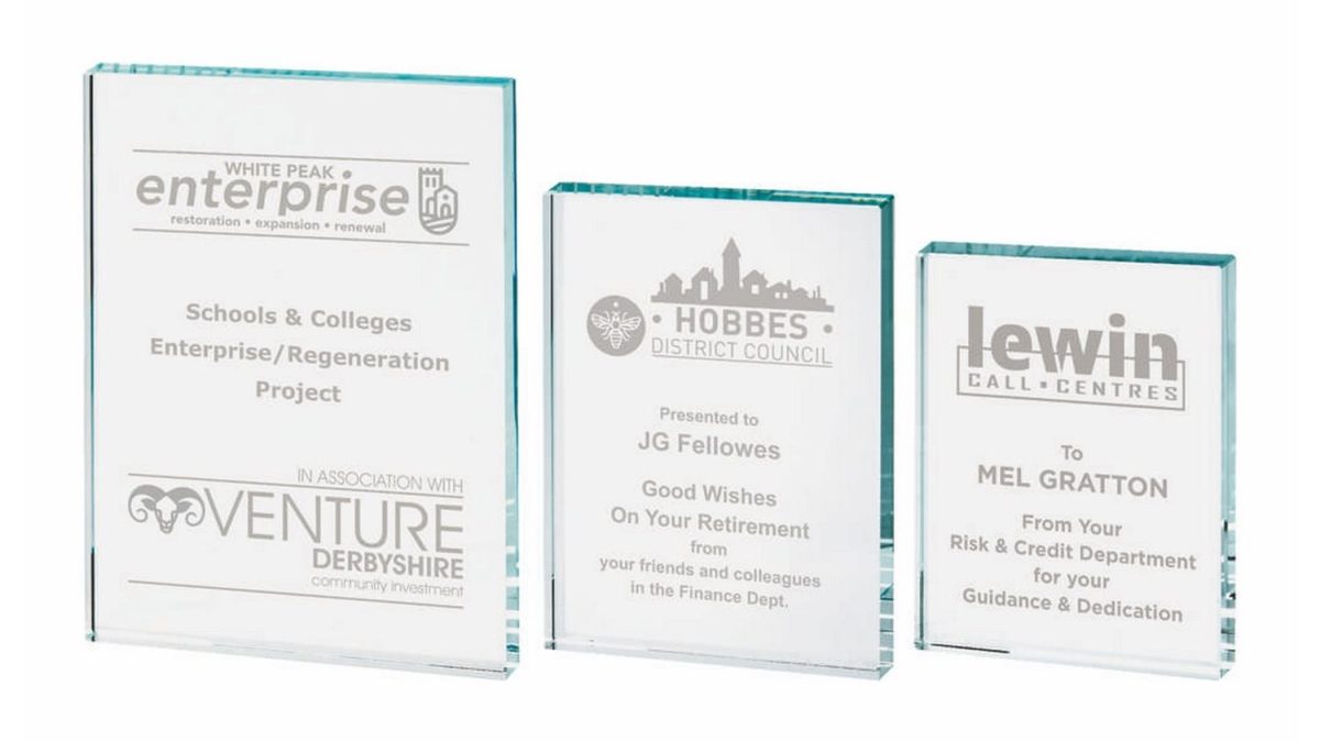 20mm thk Glass Block Award - T.1161