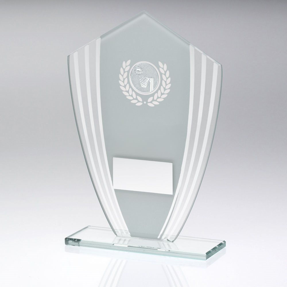 White/Silver Glass Shield Award - 4mm Thick (JR9-TD369(