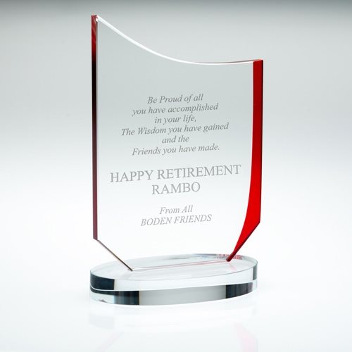 Red and Clear Glass Award on Glass Base - 10mm thick (JB3600)