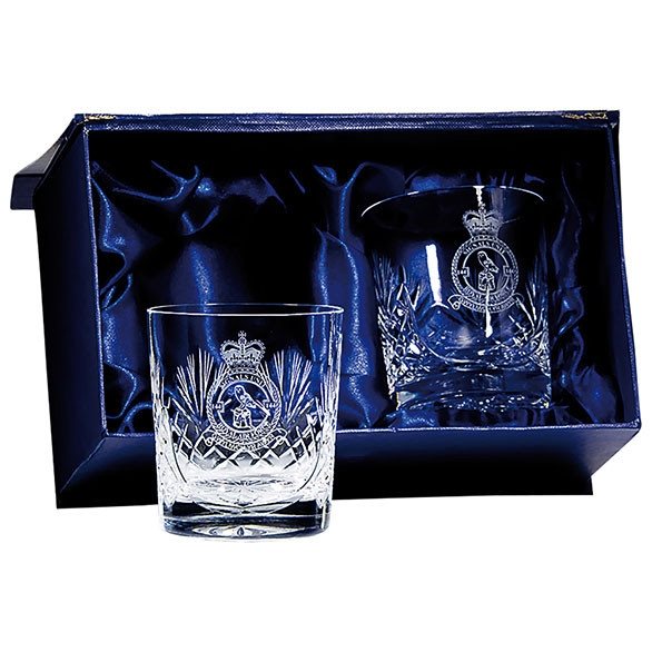Two Crystal Whisky Glasses with Box CR22555A - Lindisfarne Crystal 24% lead (UK made)