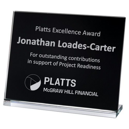 Black Glass Landscape Plaque on Glass Base - 8mm Thick (XG79K)