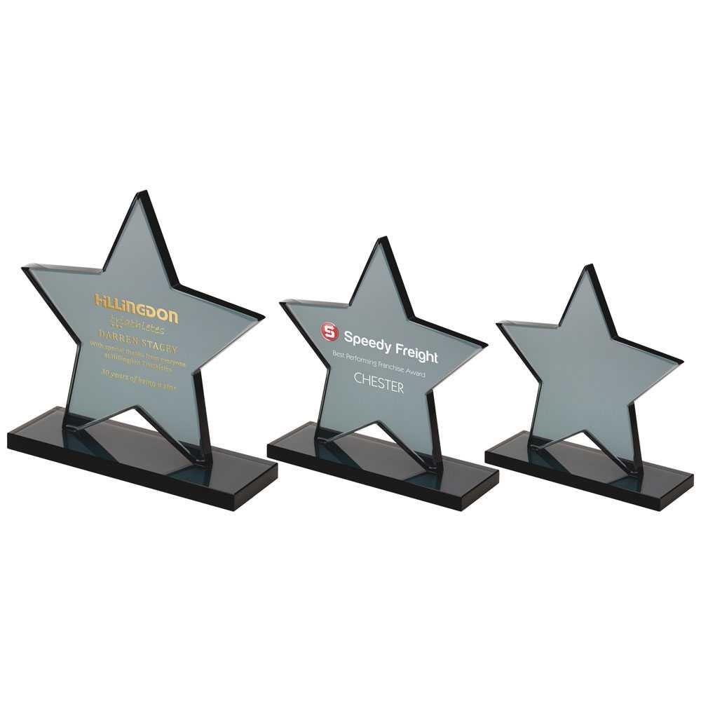 Smoked Glass Star Award - 10mm thick (SM06)