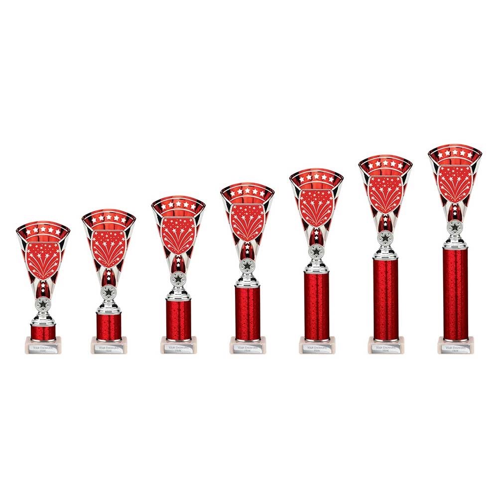 Red Premium Star Column Award on Marble Base TR25636