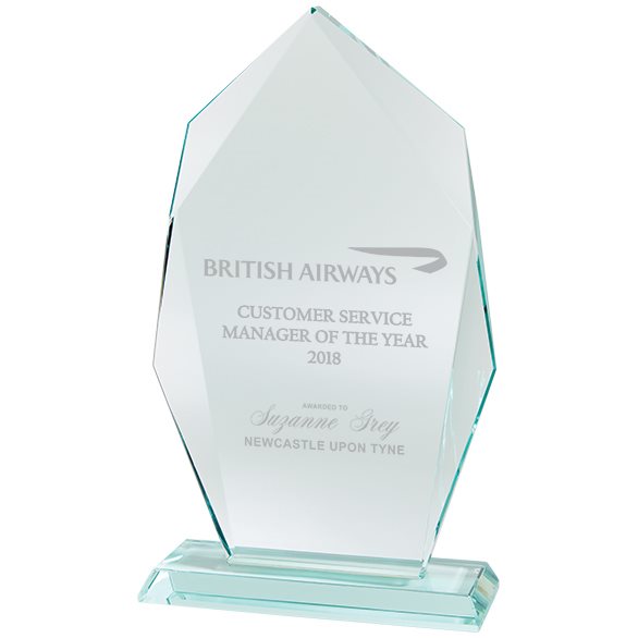 stock clearance (when they're gone they're gone) - Jade Glass Award - 15mm Thick (CR18014)