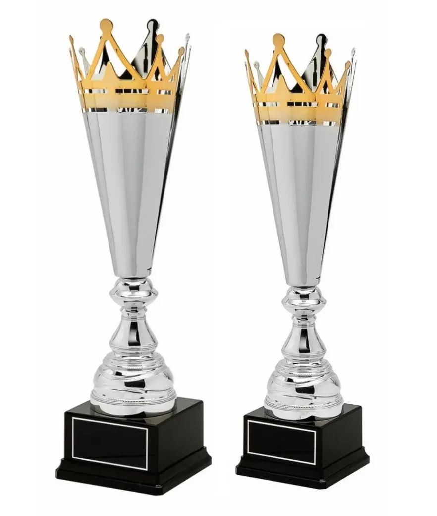 Silver Presentation Cup with Gold Crown on Black Base 1908