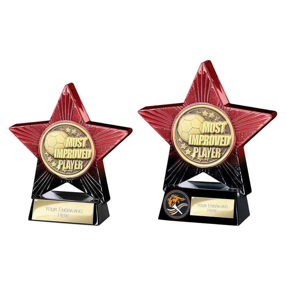 Superstar Red & Black Most Improved Player Football Trophy PX25053