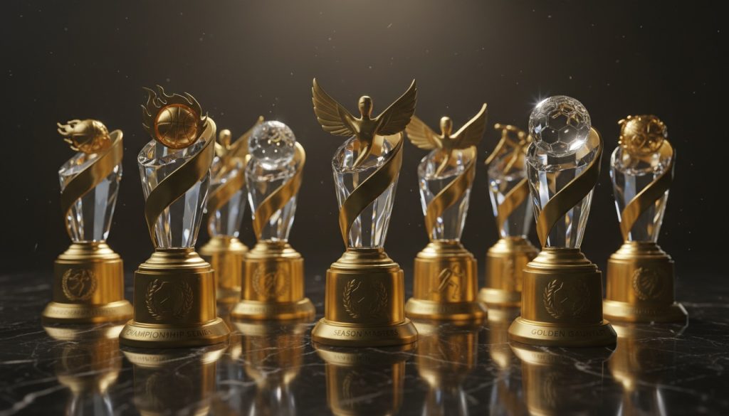 A selection of personalised trophy awards