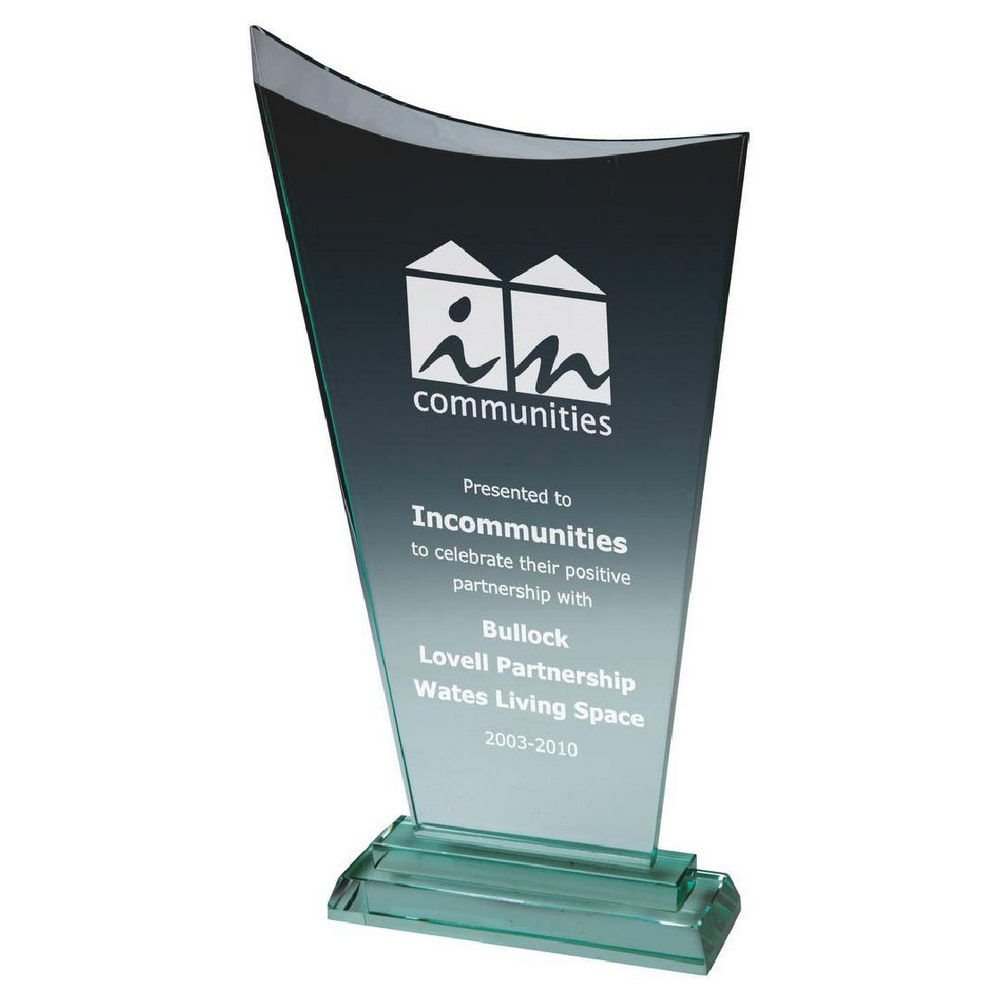 Stock Clearance (when they're gone they're gone) Crystal Curved Award 10mm Thick in Presentation Case T.0811