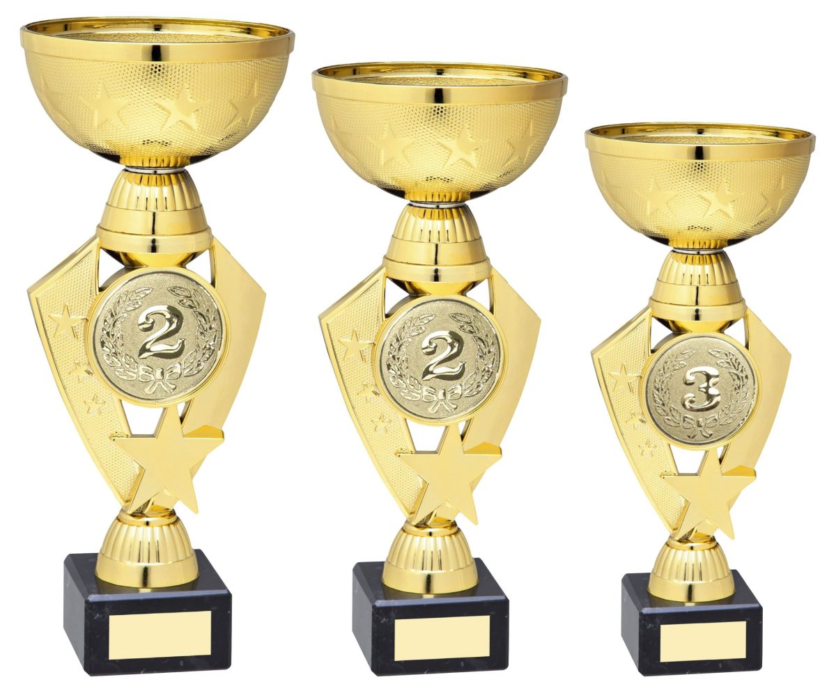 Gold Plastic Trophy Cup on Marble Base JR22-AT35