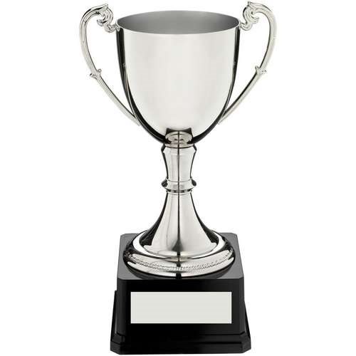 Silver Nickel Plated Cup on Square Heavyweight Black Base NC1