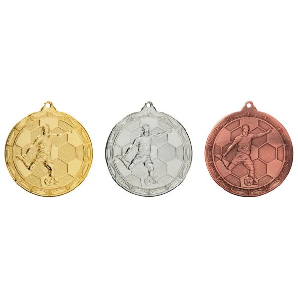 50mm Football Medal MM2014 Gold, Silver, Bronze